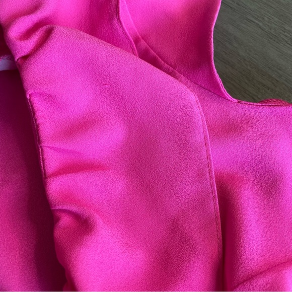 Marelina Hot Pink Ruffle Mini Wrap Dress 40 Small - Picture 10 of 15